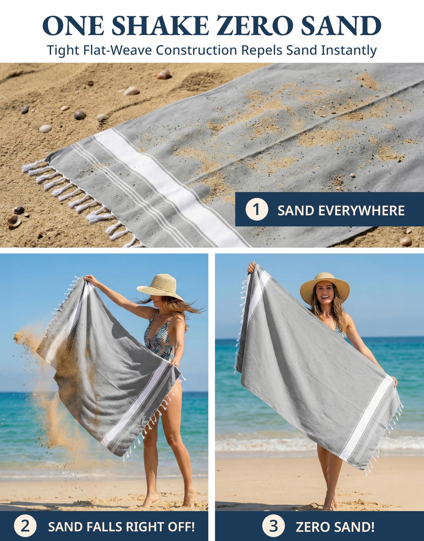 LANE LINEN 6 Pack Turkish Beach Towels, Oversized, 39"x71" - Tropical Color