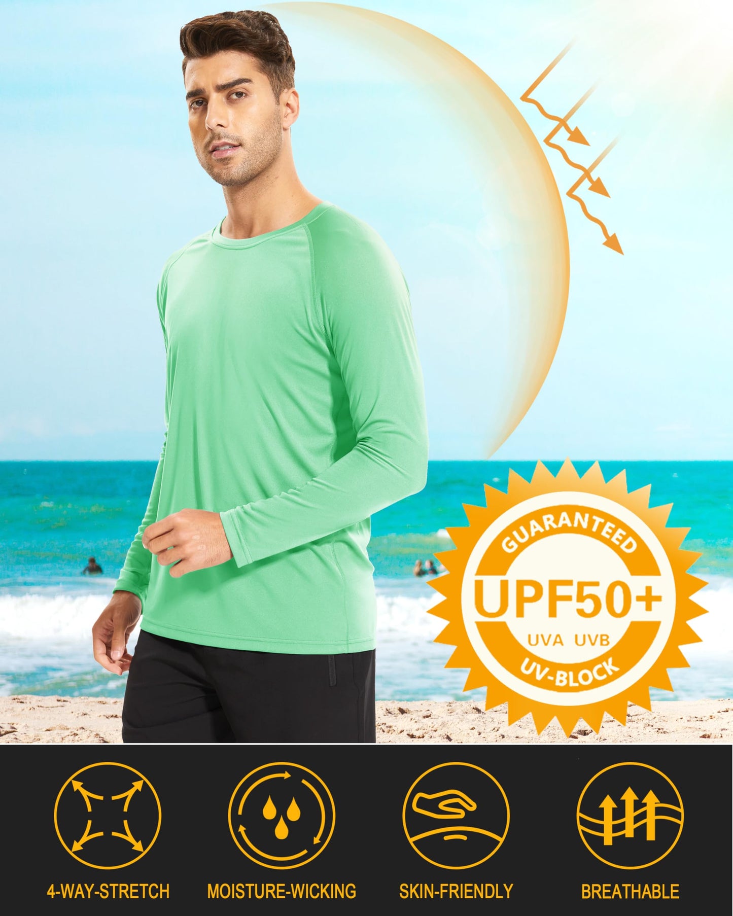 MAGCOMSEN Hiking Shirts for Men Long Sleeve Running Shirts Quick Dry Shirts UV Protection T Shirts Sun Protection UPF 50+ Athletic Shirts