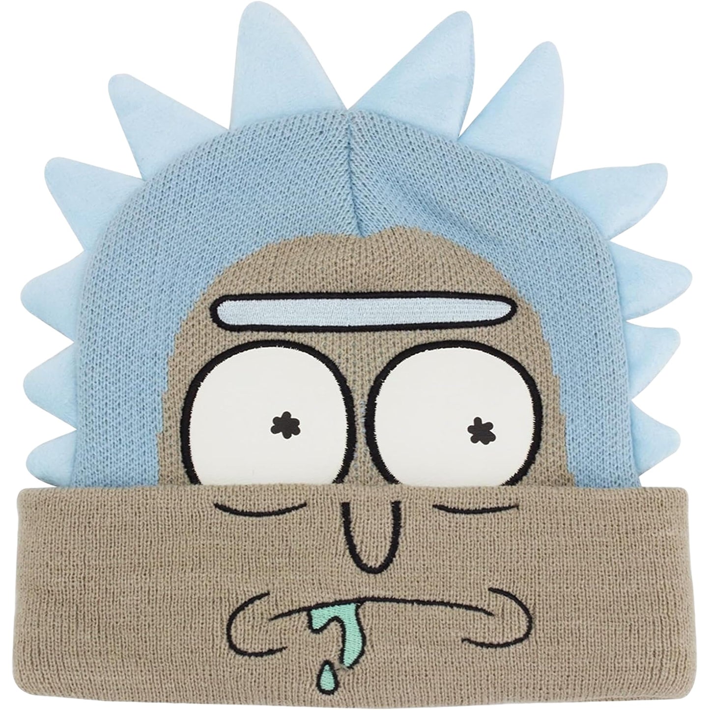 Rick and Morty Beanie Hat, Adult Cuffed Winter Knit Cap for Men and Women, Tan, One Size