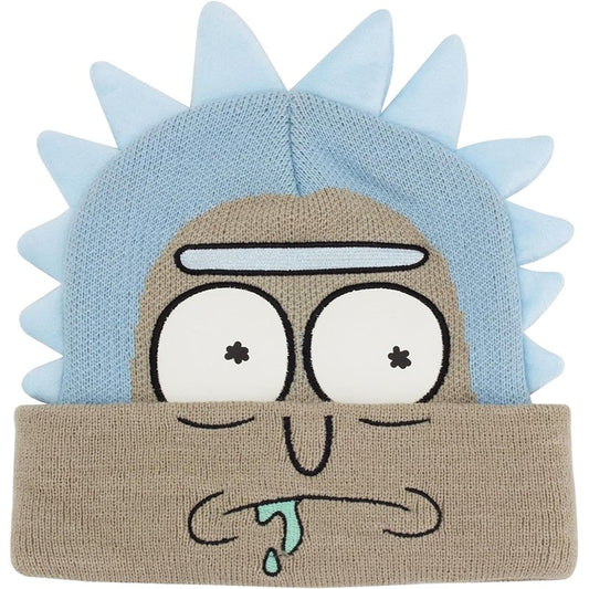 Rick and Morty Beanie Hat, Adult Cuffed Winter Knit Cap for Men and Women, Tan, One Size