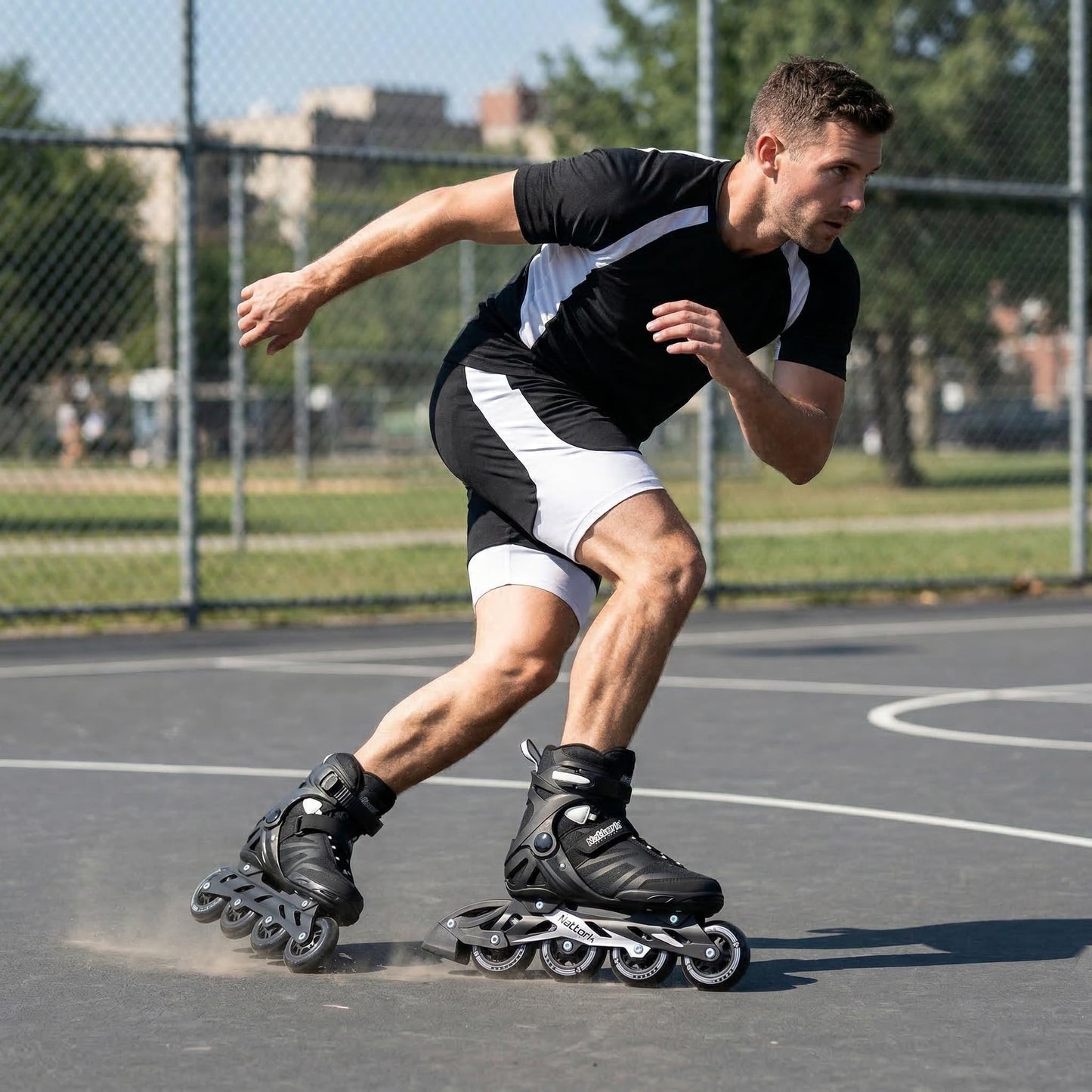Nattork Adult Inline Skates for Men Women, Fitness Blades Roller with Aluminum Frame, PU Wheels and Breathable Mesh