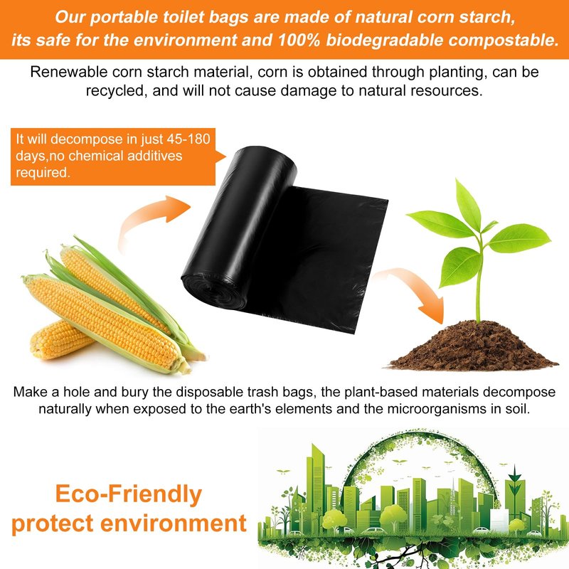 HXSEMAYIG 100 Portable Camping Toilet Bags, Biodegradable Porta Potty Bags for 5 Gallon Bucket Toilet