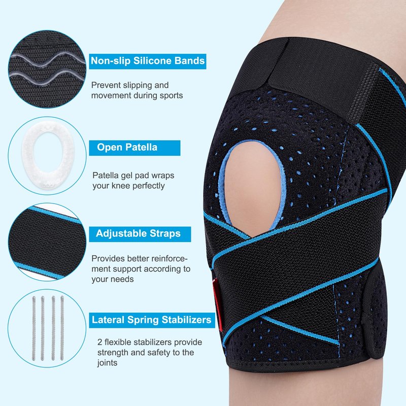 SIVITICK Knee Brace Support for Women & Men Plus Size with Side Stabilizers & Patella Gel Pad for Knee Pain Relief, Arthritis, Meniscus Tear, Injury Recovery, Running