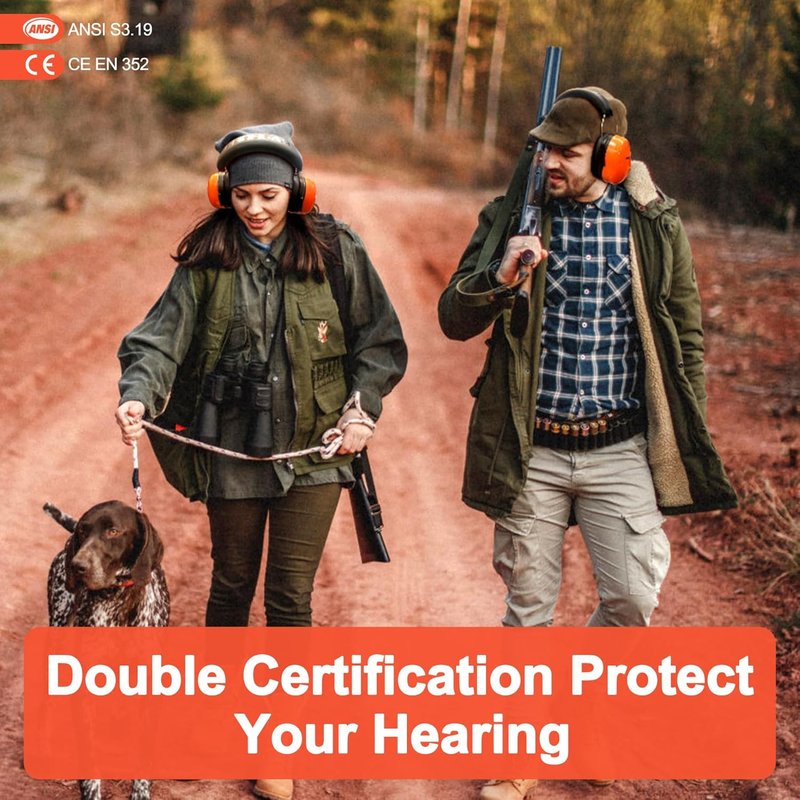 PROHEAR Ear Muffs - 28dB Noise Reduction Headphones for Mowing & Shooting | Orange