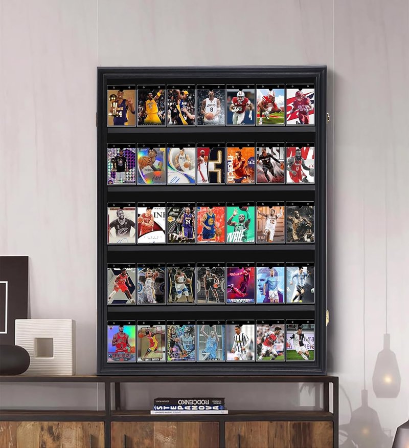 Baseball Card Display Case - Graded Sports Card Holder with 98% UV Protection | Lockable Vertical 3-Pack for 35 Cards