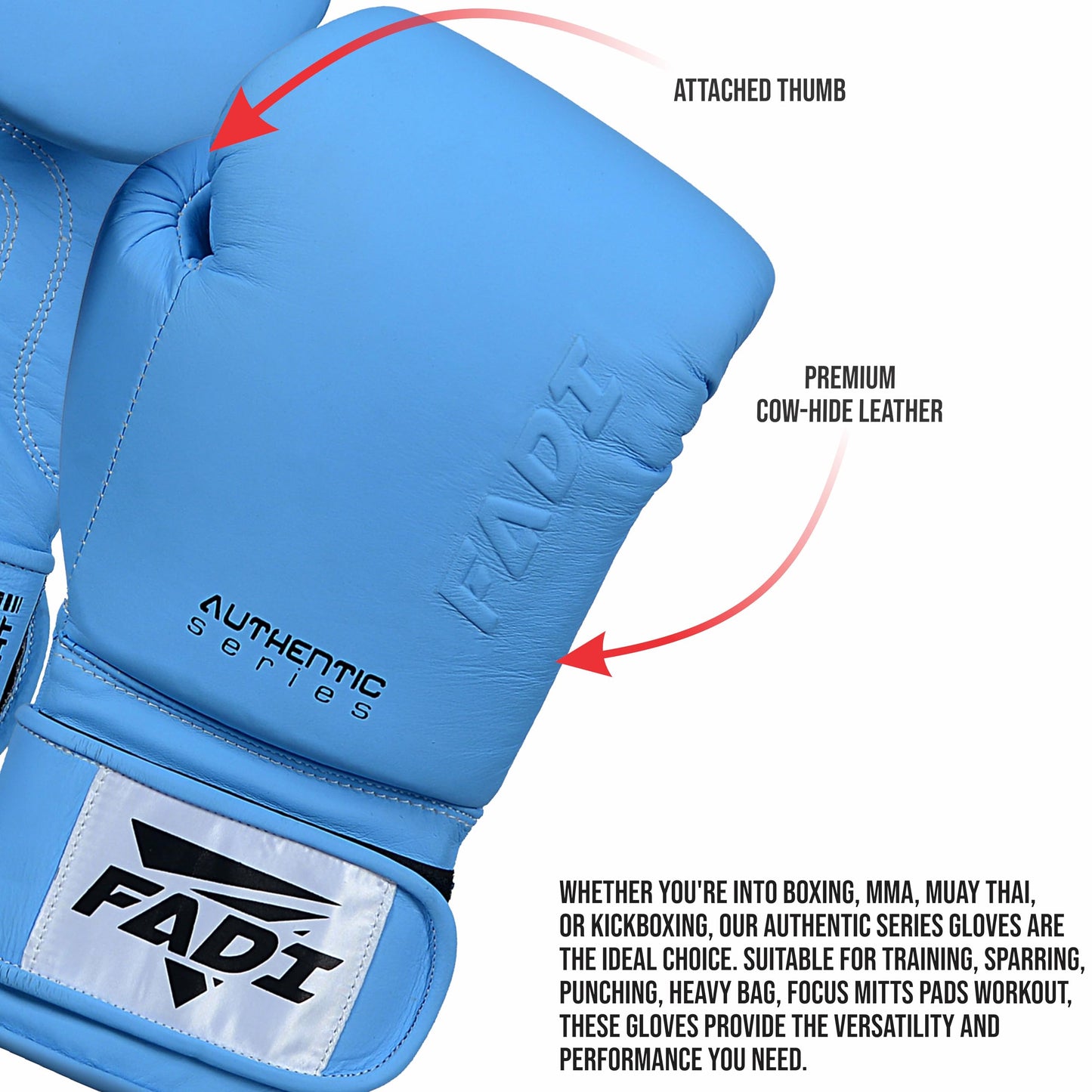 Fadi Sports A1 Pro Boxing Gloves, Genuine Cowhide Leather, Training & Sparring Gloves for Men & Women, Muay Thai MMA Kickboxing Heavy Bag Mitt Work, Multi-Layer Foam, Ventilated Palm, 10 12 14 16 Oz