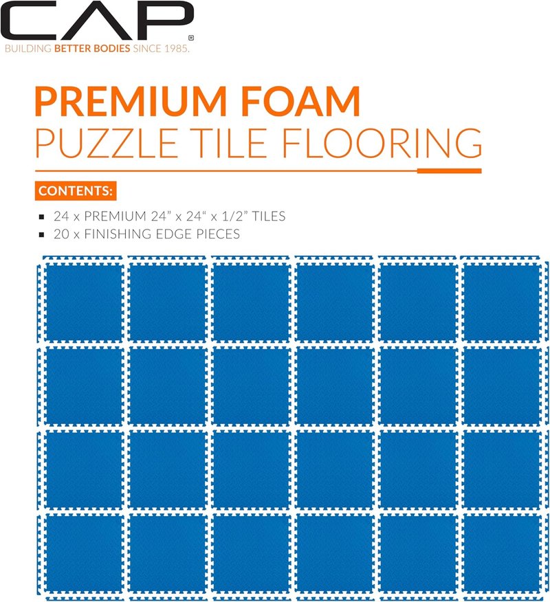 EVA Interlocking Foam Exercise Mats - 1/2” Thick Puzzle Tiles for Home Gym | Multiple Colors Available