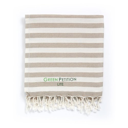 Green Petition Peshtemal Organic Cotton, Quick Dry, Compact, Lightweight, Undyed, Recycled with Bag (35 x 67, Sand Beige)