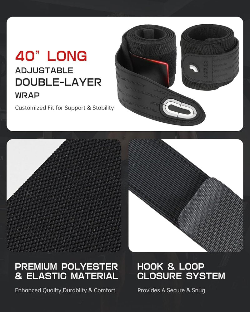 Elbow Wraps for Weightlifting | Double-Layer Reinforced 40'' Elastic Compression Strap & Joint Support Brace - Ideal for Bench Press & Powerlifting