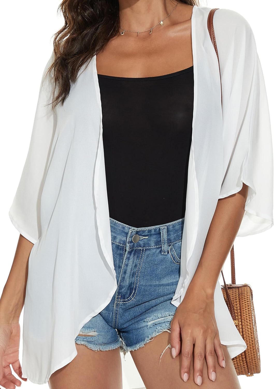 Floral Print Puff Sleeve Kimono Cardigan - Casual Blouse Cover Up for Women | Stylish Loose Fit