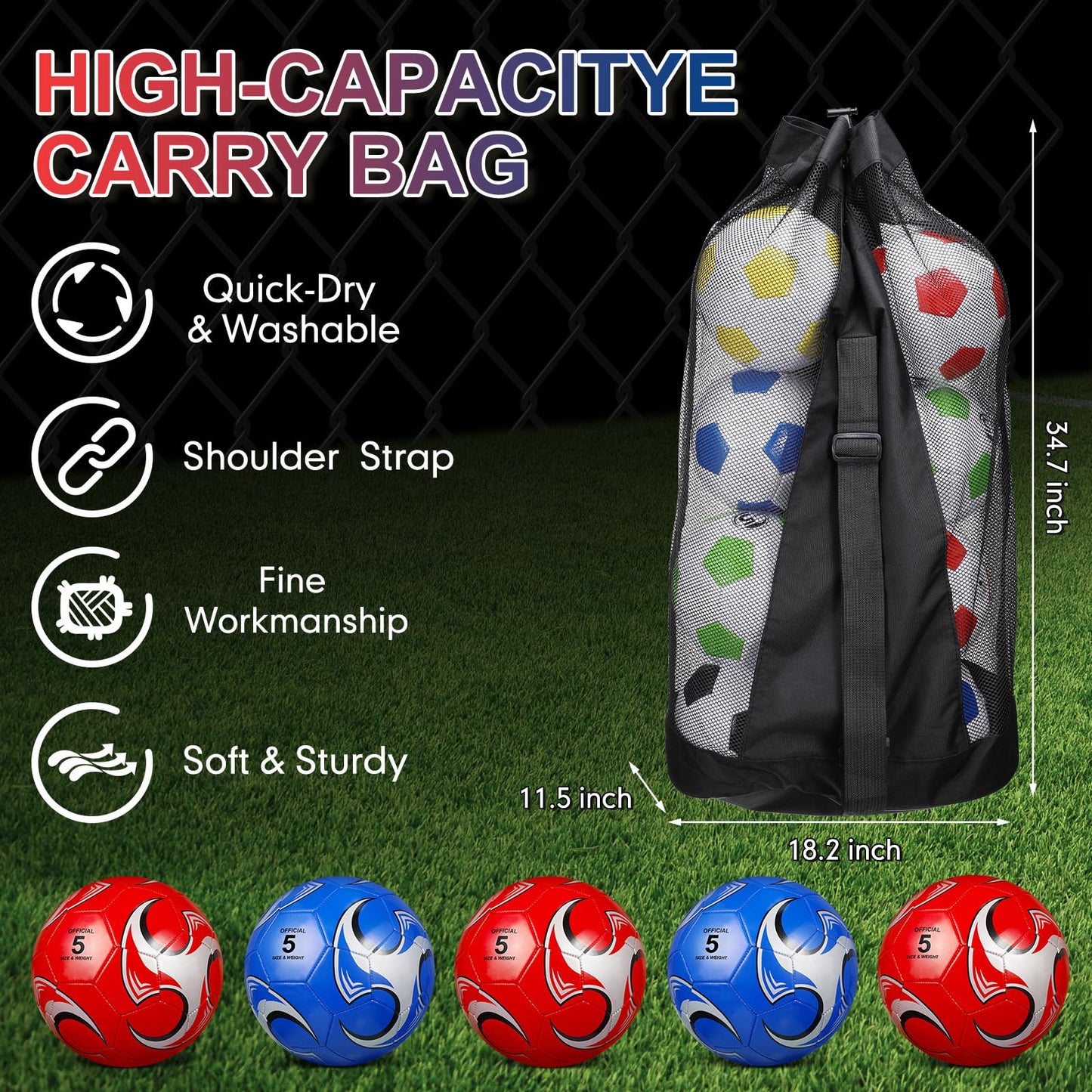 Libima 13 Pcs Soccer Ball Bulk 10 Pcs Official Size 4, 5 Soccer Ball with 2 Pump and Carry Bag Outdoor Indoor Training Practice Football Sports Party Back to School(Size5,Classic Style,Red, Blue)
