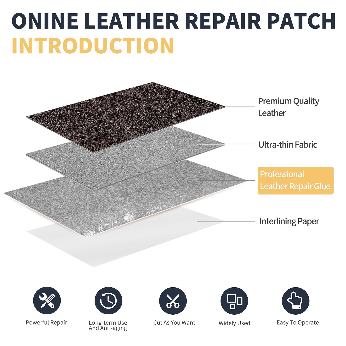 ONine Leather Repair Patch，Leather Repair Tape, 3 x 60 inches Leather Repair Patch for Furniture,Vinyl Repair Kit，Leather Couch Patch，for Sofas, Furniture, Car Seats, Office Chairs(Dark Brown)