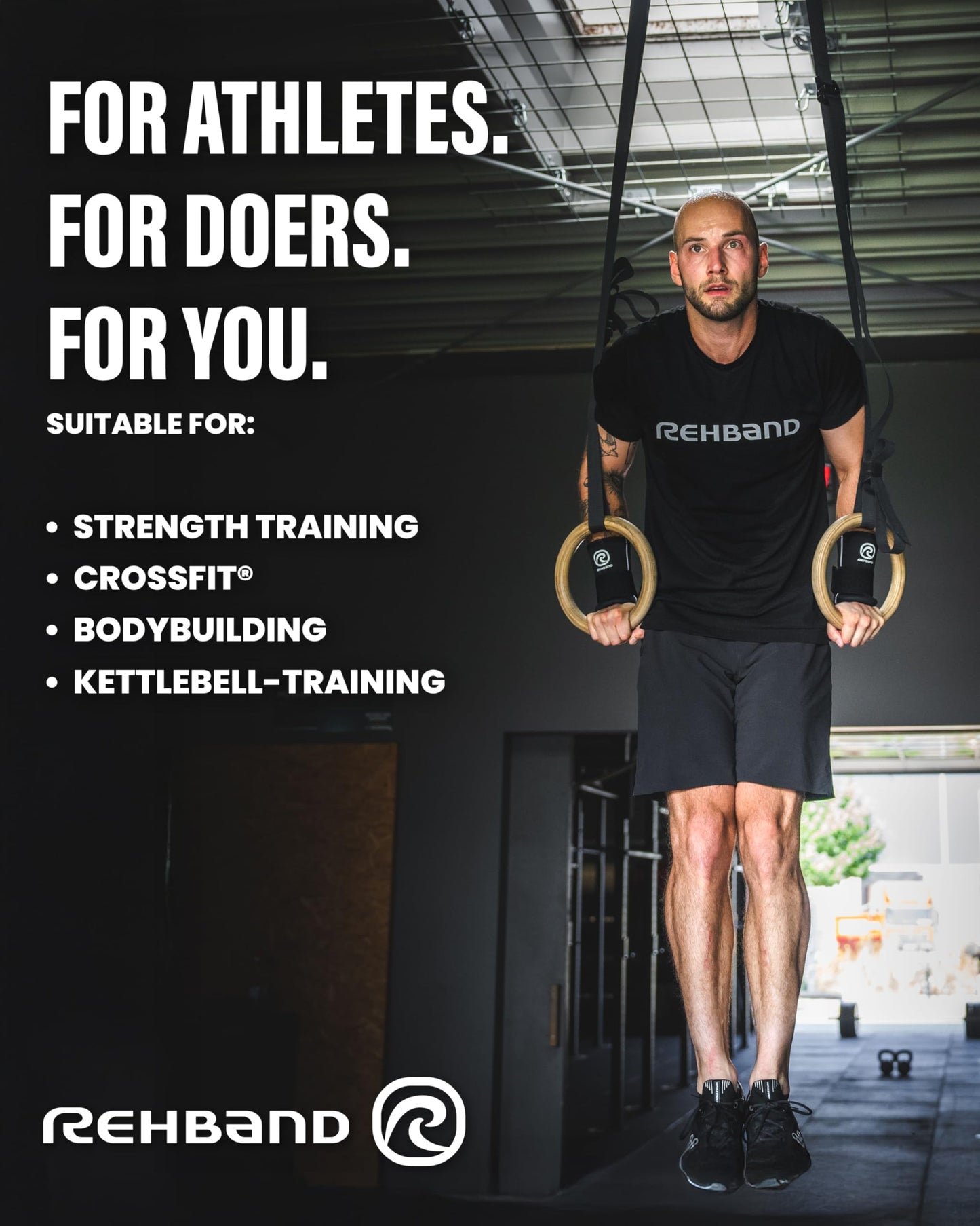 Rehband RX Wrist Support Power Max, 3-in-1 Neoprene Sleeve + Wrap for Strength Training, Protects during Kettlebell Training, stabilizes wrist, forearm protection, Colour:Black, Size:Large