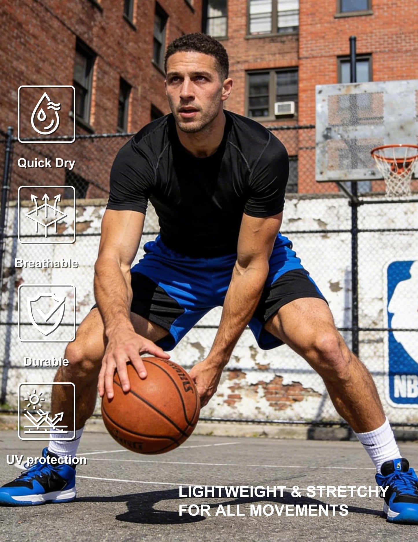 Veldtholos 4 Pack Men's Compression Shirts Short Sleeve Cool Dry Workout T-Shirt Undershirt Rash Guard for Gym Running AM