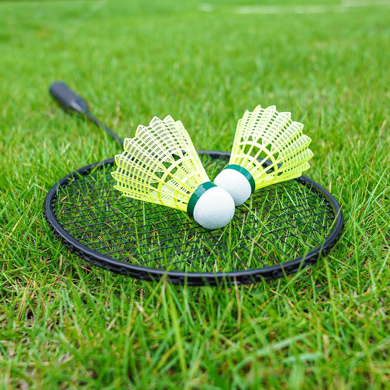 AboveGenius Badminton Rackets Set of 4 for Outdoor Backyard Games, Including 4 Rackets, 6 Nylon Badminton Shuttlecocks, Lightweight Badminton Racquets for Beginners