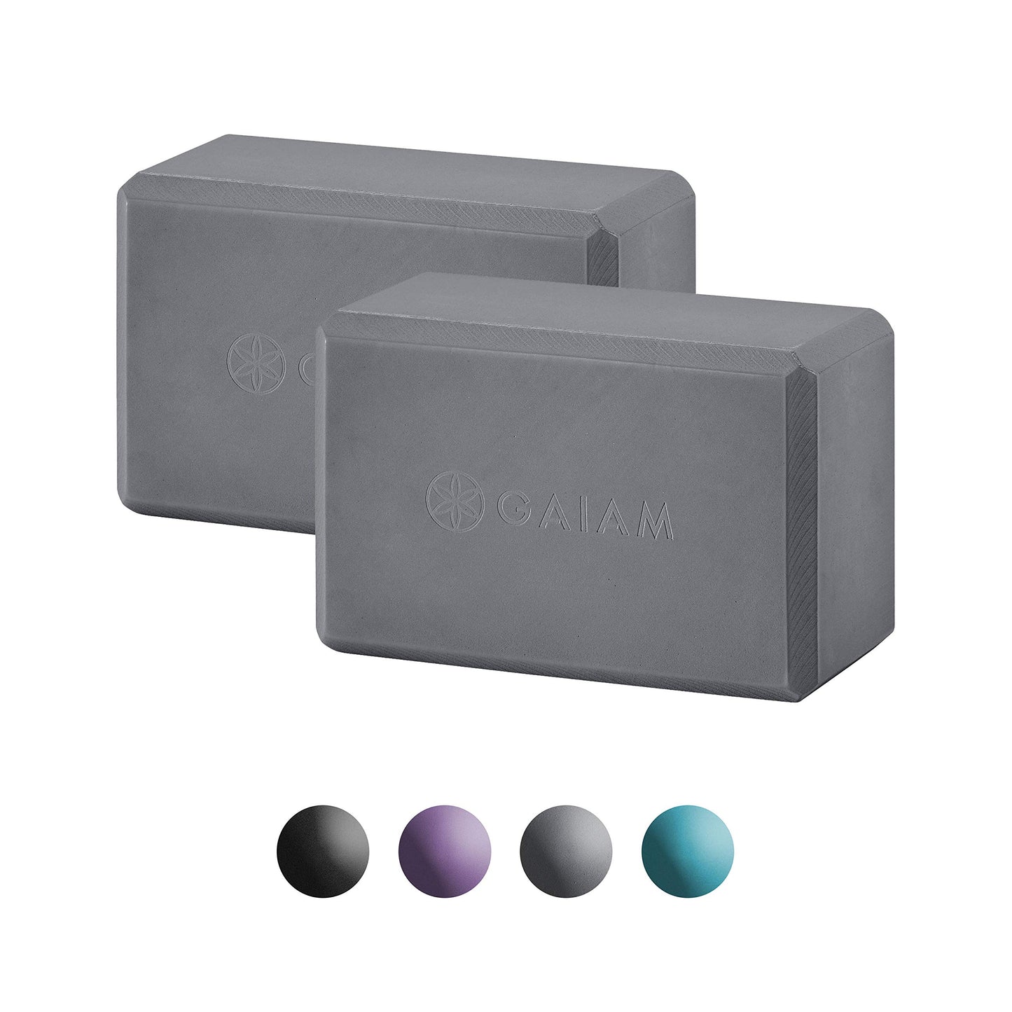 Gaiam Essentials Yoga Block (Set Of 2) - Supportive Latex-Free Eva Foam Soft Non-Slip Surface For Yoga, Pilates, Meditation, Grey