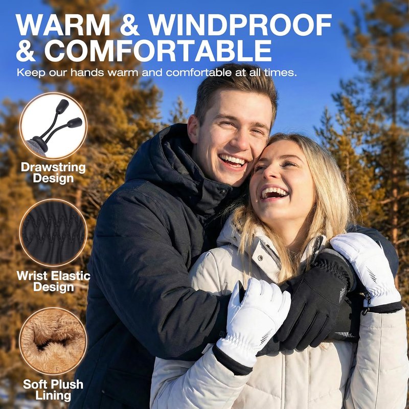 Winter Waterproof Touchscreen Gloves for Men & Women - Thermal Ski & Snow Gear for Cold Weather | Perfect for Outdoor Sports & Daily Use