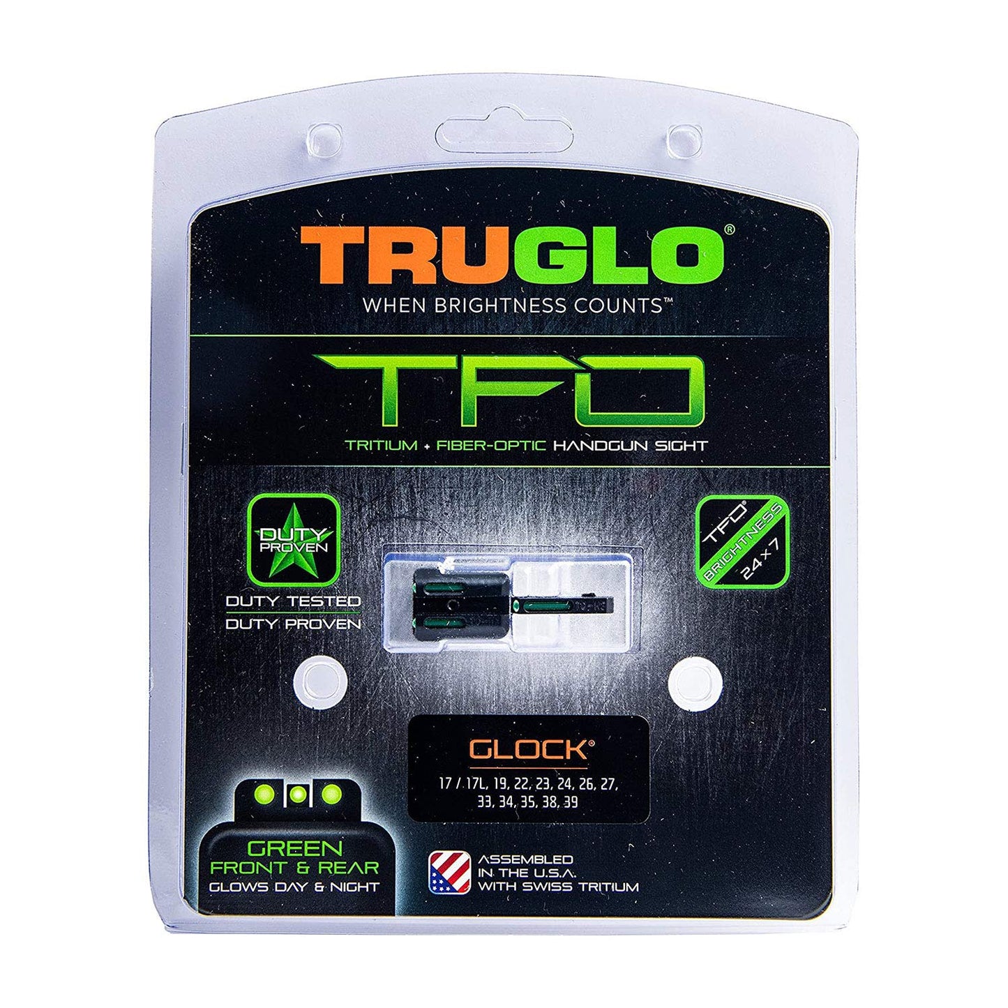 TRUGLO TFO Tritium and Fiber-Optic Handgun Sight for Glock Pistols