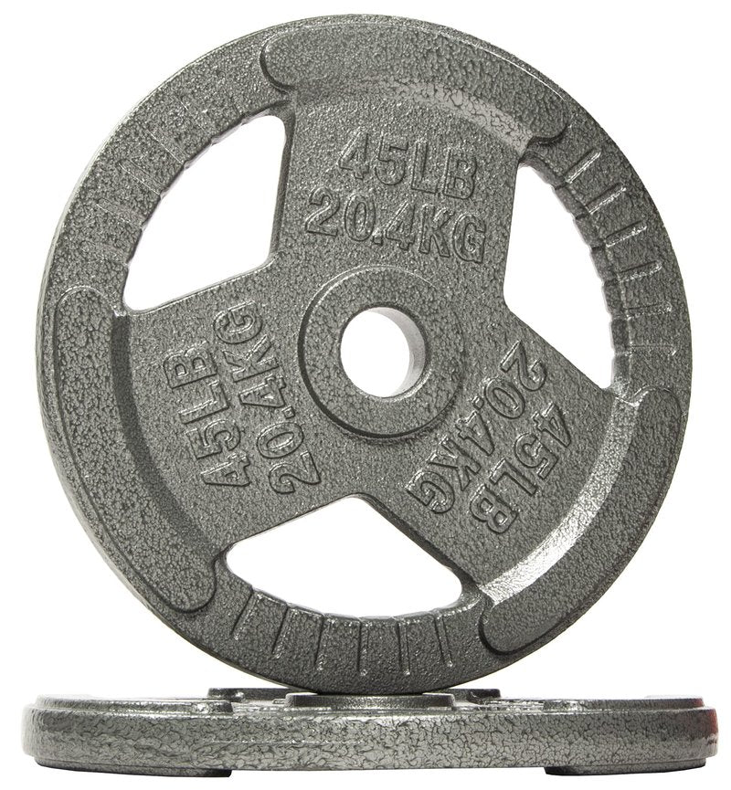 Fitvids Cast Iron Plate Weight Plate for Strength Training and Weightlifting, 2-Inch Center, 45LB (Set of 2)