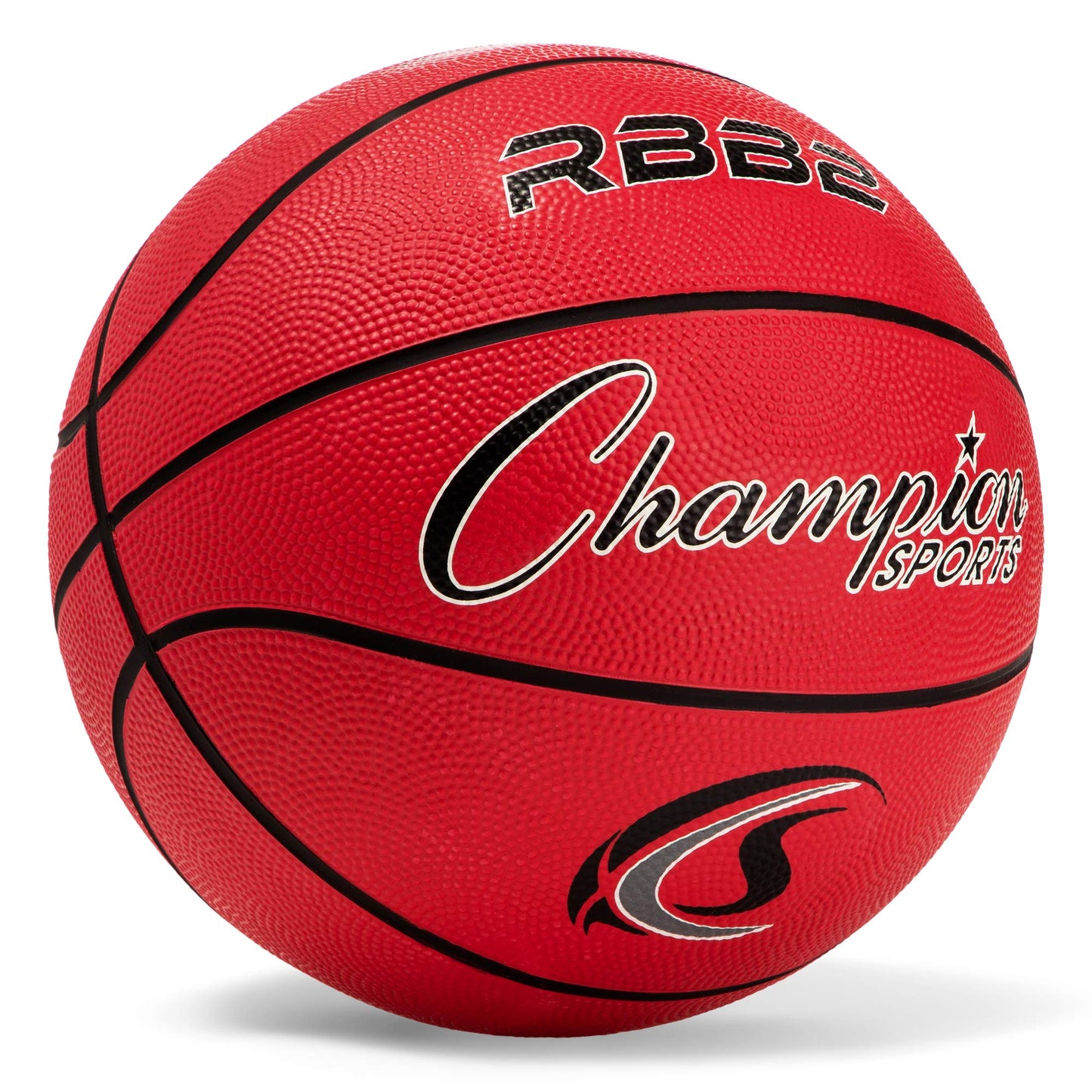 Champion Sports Rubber Junior Basketball, Heavy Duty - Pro-Style Basketballs, Premium Basketball Equipment, Indoor Outdoor - Physical Education Supplies (Size 5, Red)