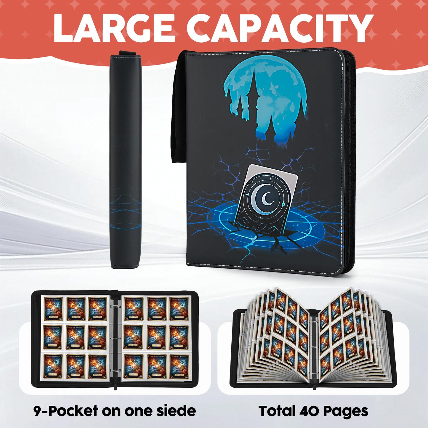 9 Pocket Card Binder for MTG/YGO/PTCG/Game Cards, Premium Card Collector Book for TCG Players,Toys Gifts for Kids,Holds 720 Cards-Blue