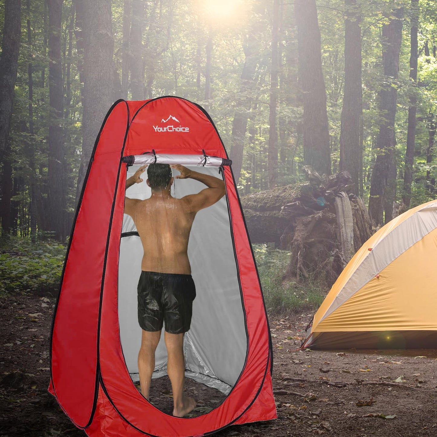 Your Choice Pop Up Privacy Tent, 3.9x3.9x6.2FT Portable Shower Tent for Camping, Waterproof Outdoor Changing Room with Carry Bag for Beach Hiking RV Fishing - Red