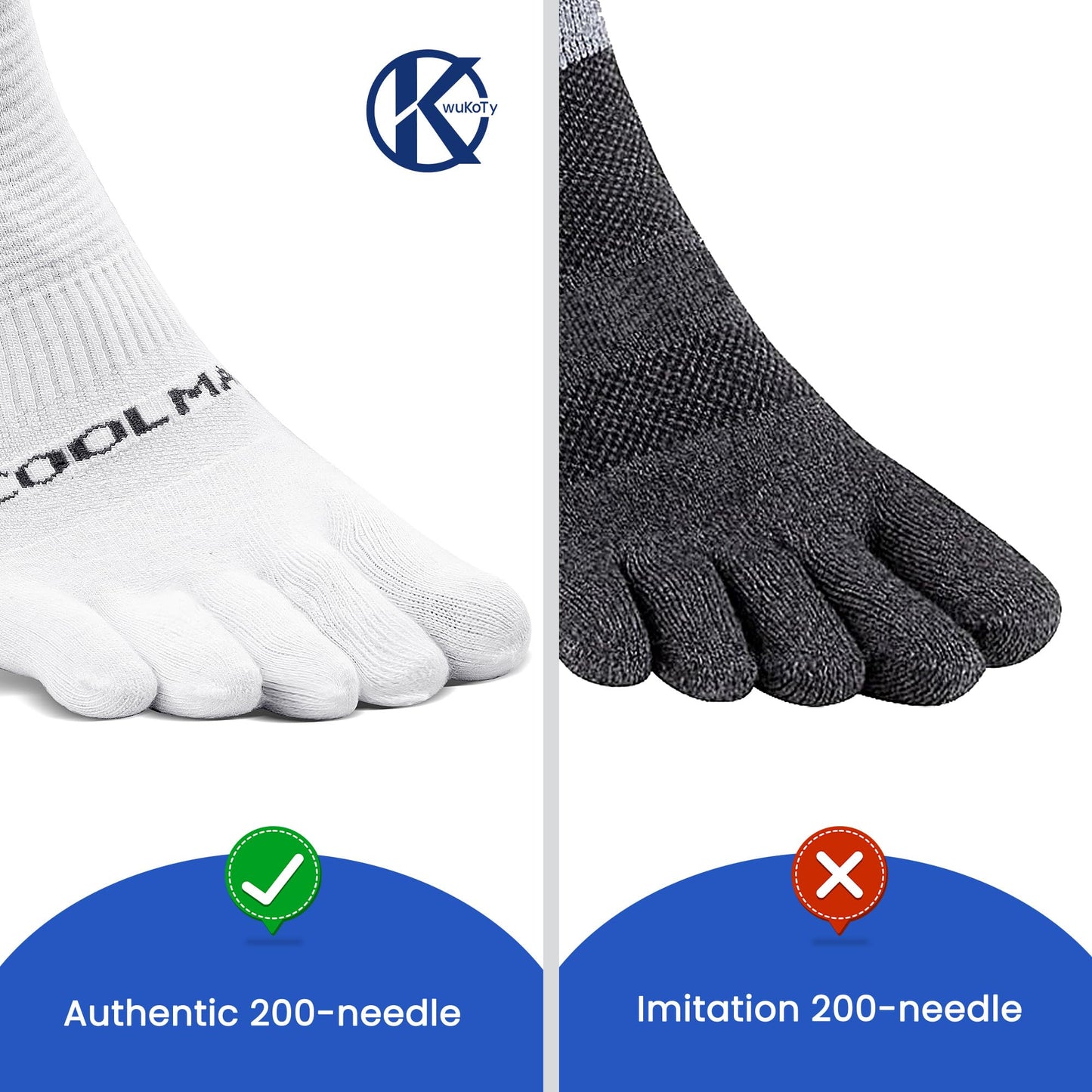 KWUKOTY Coolmax Performance Ankle Athletic Running Toe Socks White Size Men 7-10 Women 8-11