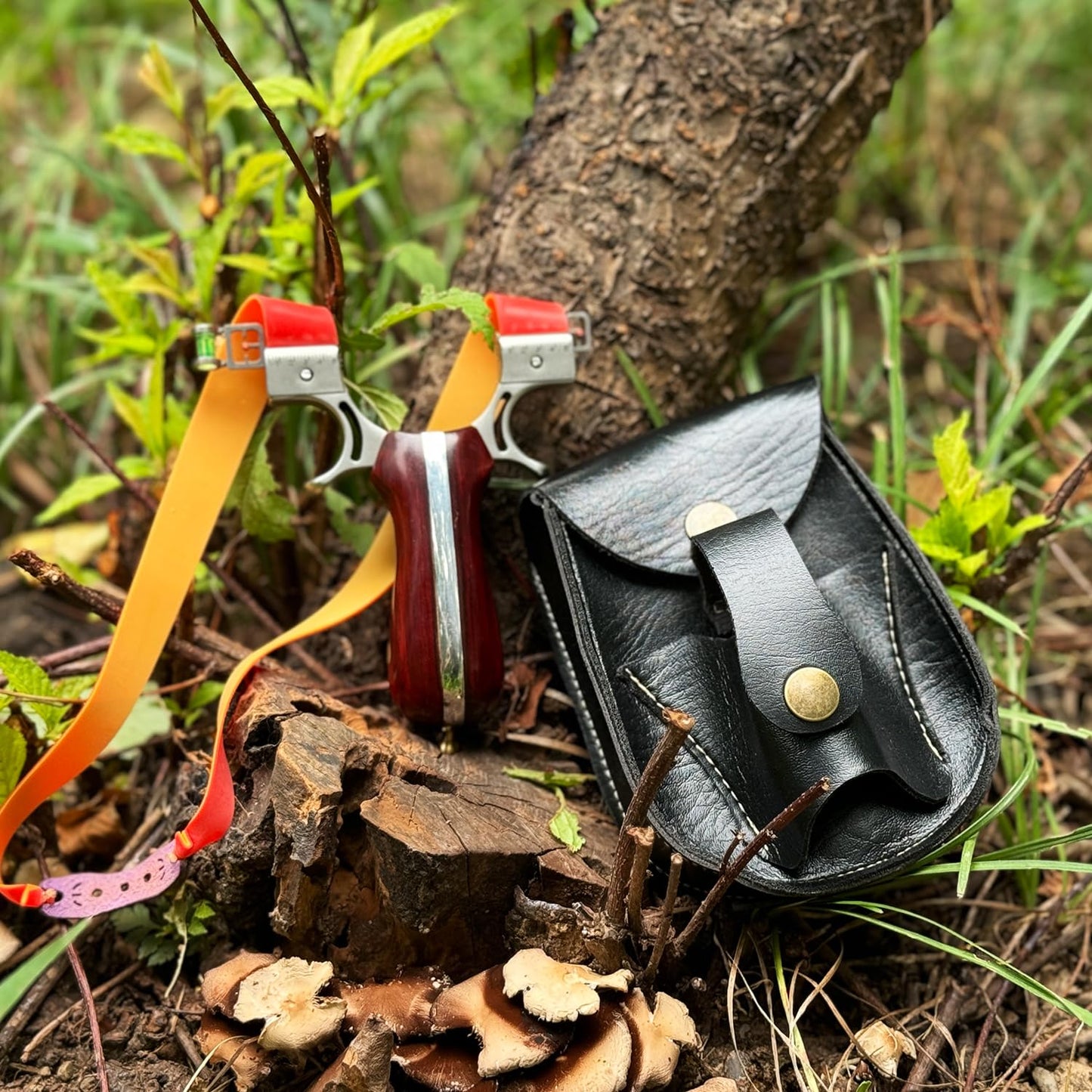 Luoyer Professional Slingshot for Adults Hunting Sling Shot Set with Pouch Ammo for Outdoor Sports Catapult Slingshot (Steel-Wood Handle)