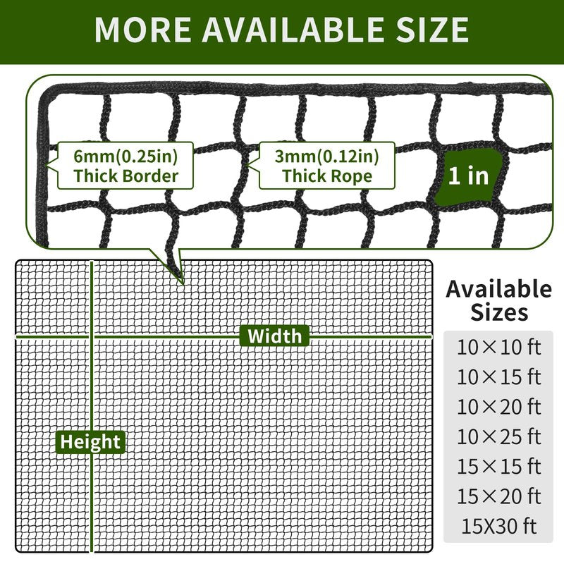 NQB Golf Net & Practice Net with Steel Hanging Kit & Nylon Rope, Golf Hitting Net for Golf, Baseball, Hockey, Soccer Net or Indoor Garage, and Driving Nets for Backyard