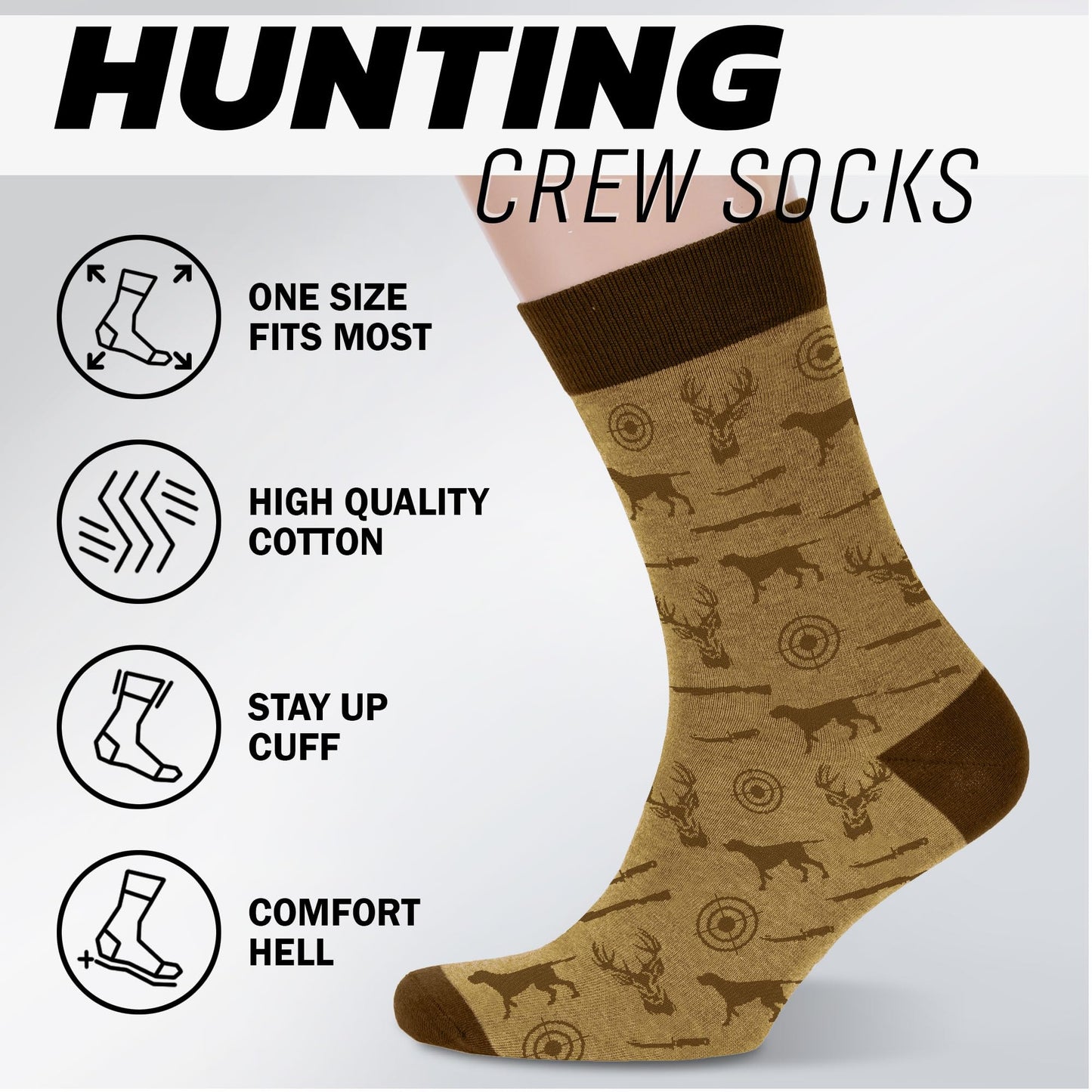 VICRAZY Father's Day Gifts - Unique Hunting Gifts for Men, Christmas Presents for Hunters, Deer & Duck Hunting Gear, Comfortable and Funny Socks, Perfect Stocking Stuffers & Mens Presents