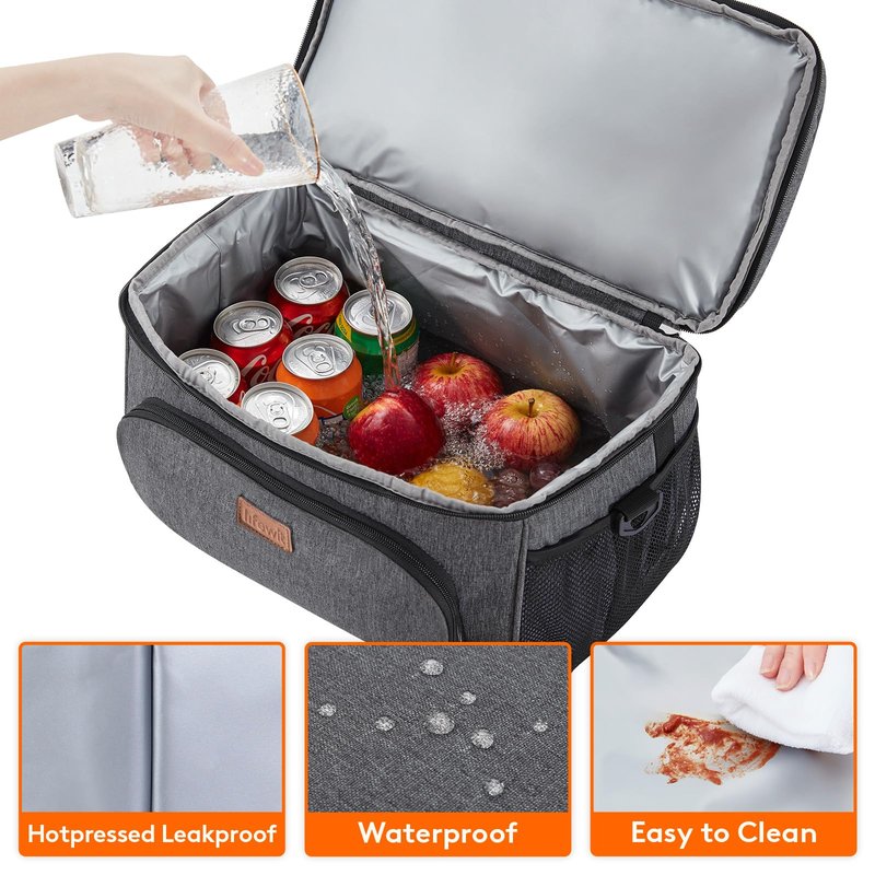 Lifewit Insulated Cooler Bag, 32 Can Large Leakproof Beach Cooler, Lightweight Portable Double Layer Soft-Sided Travel Ice Chest for Camping, Kayaking, Road Trips, Grocery Shopping, Dark Gray
