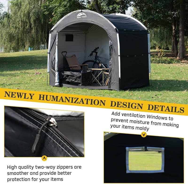 Portable Bicycle Storage Shed Tent - Waterproof 210D Oxford Fabric | Holds 2-8 Bikes, Ideal for Garden Tools & More