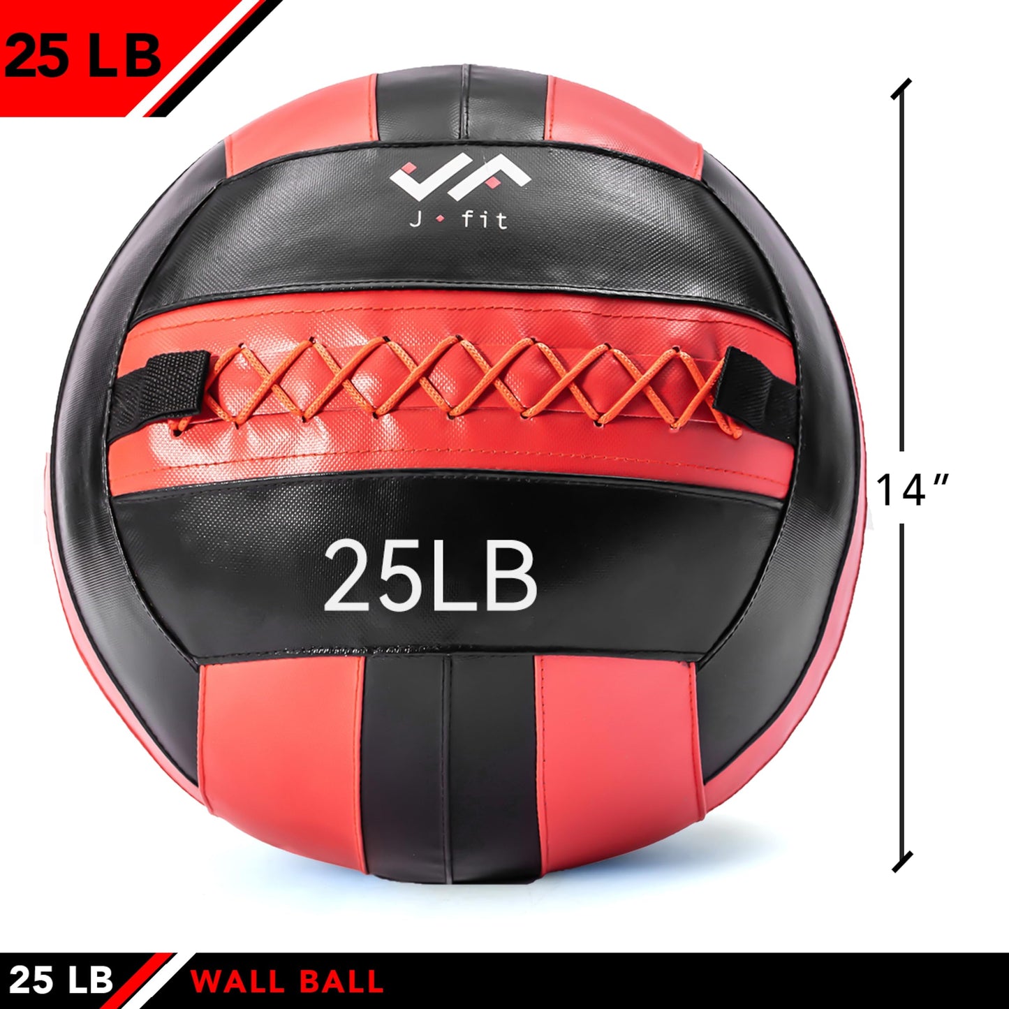 JFIT Wall Ball, Red/Black, 25 LB