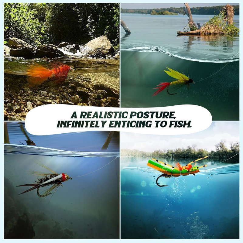 Fly Fishing Flies Kit - 28/48/60/88pcs Dry/Wet/Nymph/Streamer | Waterproof Box for Trout & Bass