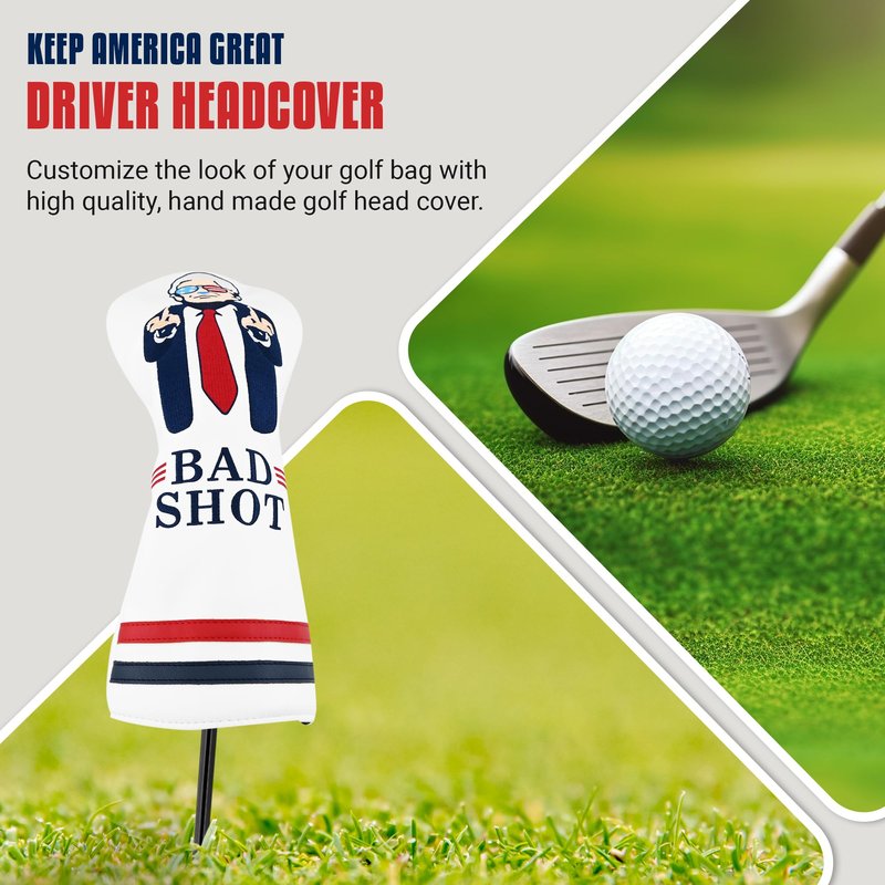 Make Golf Great Again Headcover – Funny Golf Club Cover – Trump Golf Head Cover – Trump Driver Headcover – Golf Club Covers – Donald Trump Golf Club Head Covers (Bad Shot)