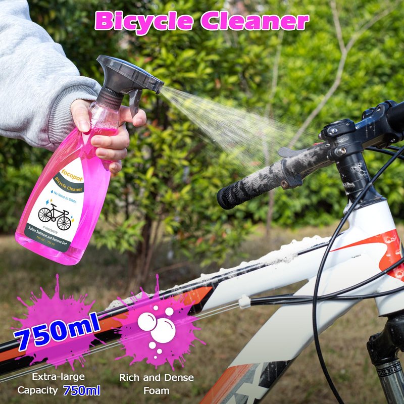 focopot Bike Chain Cleaner Kit with Bicycle Cleaner(25 oz),Degreaser(10 oz),Oil Lubricant(2 oz),Cleaning Brush Tool,Bike Chain Cleaning kit to Clean and Lube Mountain/Road/MT/E Bike