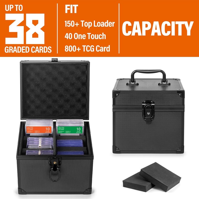 Graded Card Storage Box - Waterproof Top Loaders Case for Sports Trading Cards | Magnetic Holder for PSA, MTG, CSG, BGS, SGC