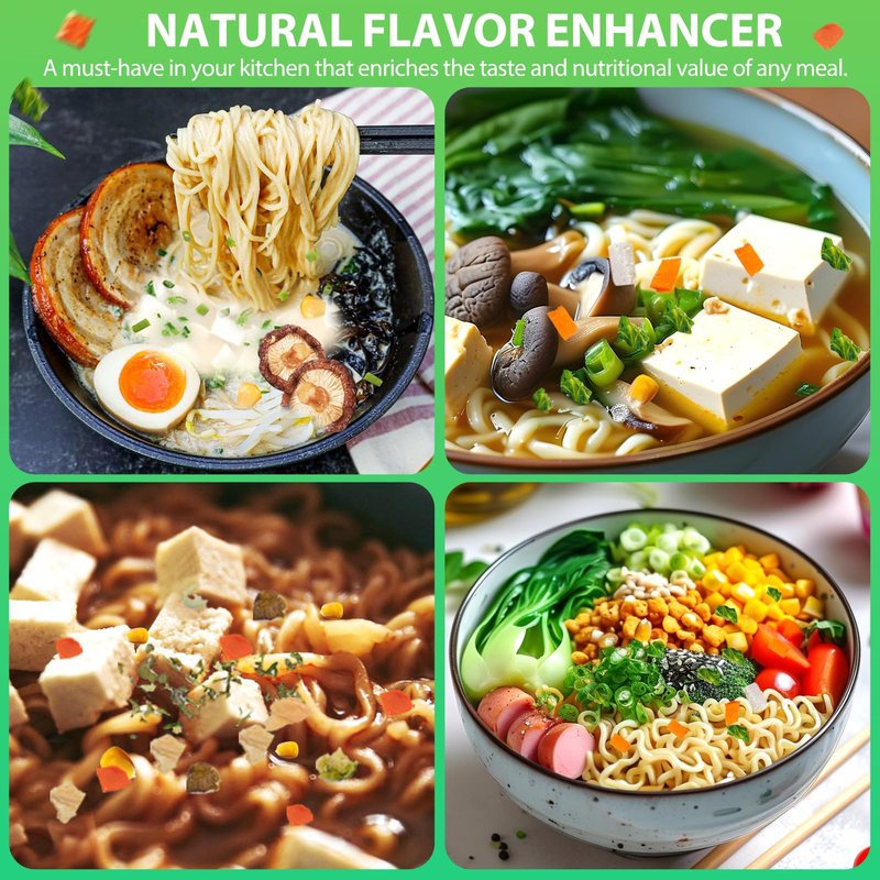 15oz Dehydrated Ramen Toppings Mix with Freeze-Dried Tofu – 9 Dried Veggies Including Seaweed, Cabbage, Corn – High Protein, Low Calorie, All-Natural Ramen Mix – Emergency Food & Camping Meal