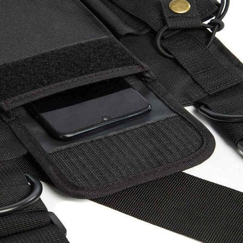 Radio Shoulder Holster Chest Harness Holder Vest Rig for Two Way Radio Chest Front Pack Pouch Walkie Talkie Case with Front Pouches for Kenwood Arcshell Retevis Baofeng UV-5R F8HP UV-82 888S (4Pack)