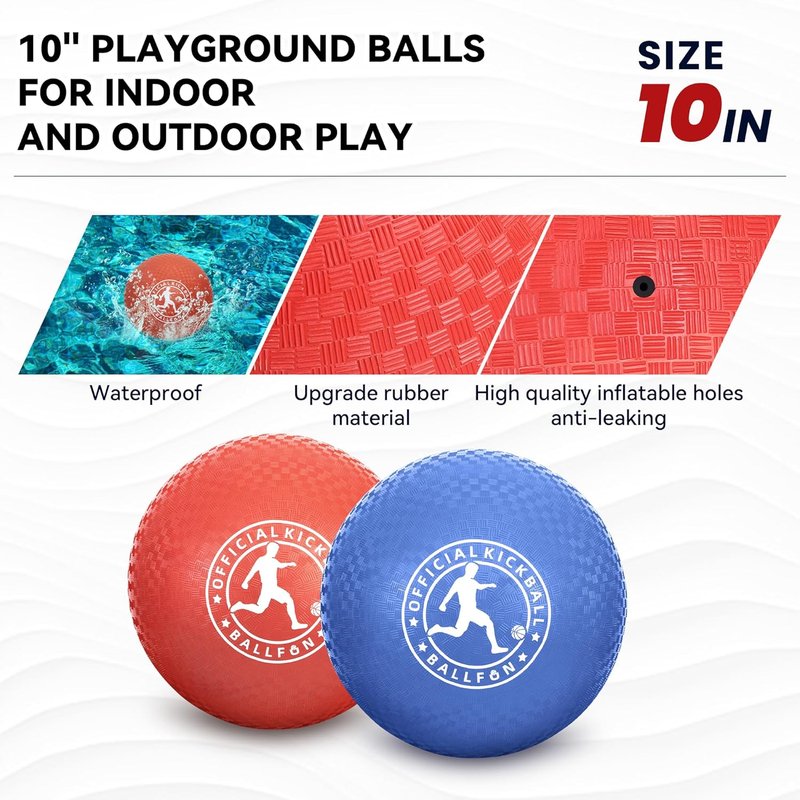 Kickball Playground Balls - Rubber Dodgeballs for Kids & Adults | Indoor & Outdoor Fun