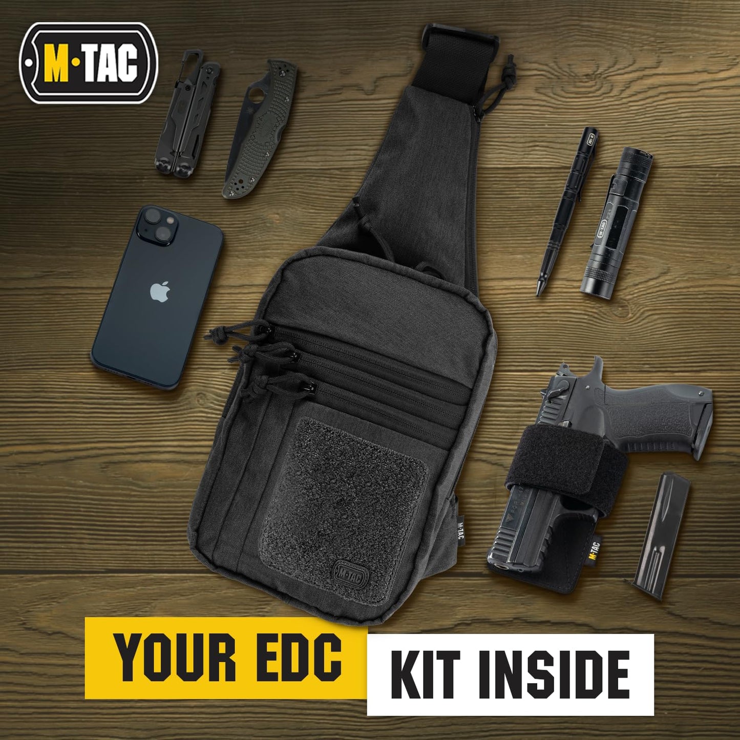 M-Tac Tactical Bag Shoulder Chest Pack with Sling for Concealed Carry of Handgun (ELITE Black)