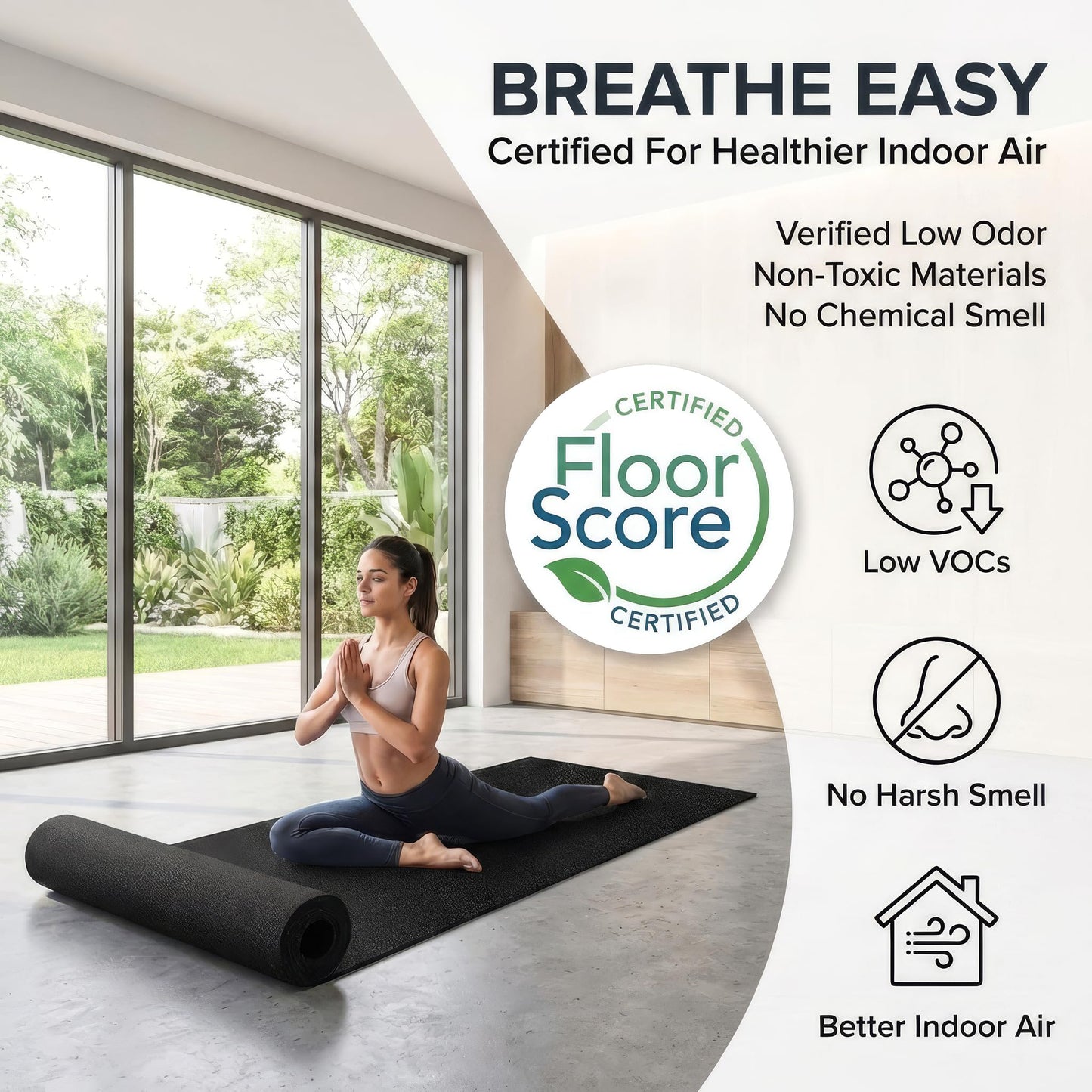 Rubber King Multi-Purpose Exercise Mat - 4' x 6' x 3mm - 100% Recycled Thick Rubber Mat for Home Gym Flooring, Non-Slip, Low-Odor Durable Workout Mat for Indoor/Outdoor, Shoe-Friendly - Black