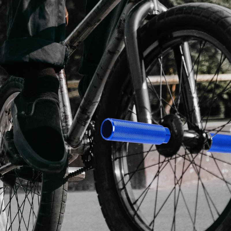 Shwsed Bike Pegs, Aluminum Anti-Skid BMX Bicycle Foot Pegs for Mountain Bike Cycling, Stunt Pegs Fit 3/8 inch Axles (Dark Blue)