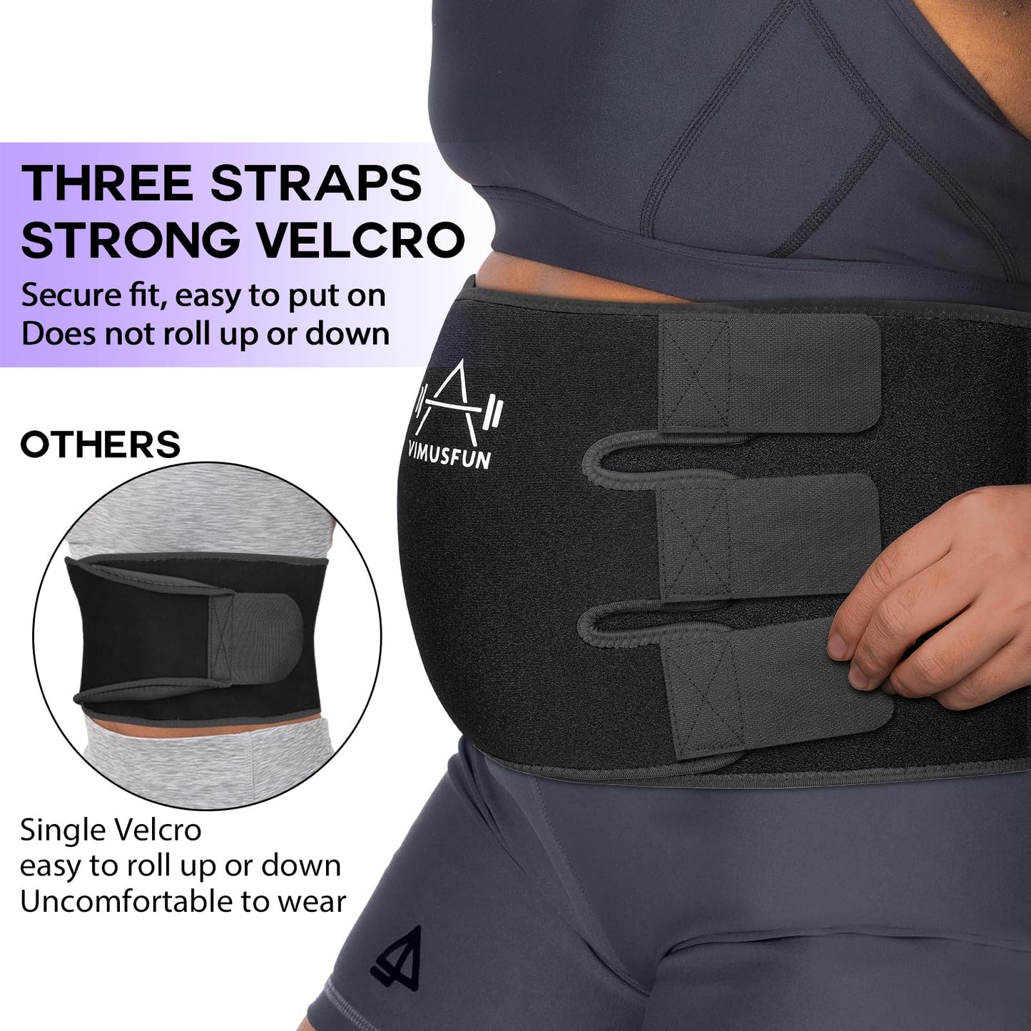 VIMUSFUN Waist Trimmer for Women Belly Fat, Sweat Waist Trainer Stomach Wraps for Weight Loss, Exercise Sweat Bands, Sauna belts Black