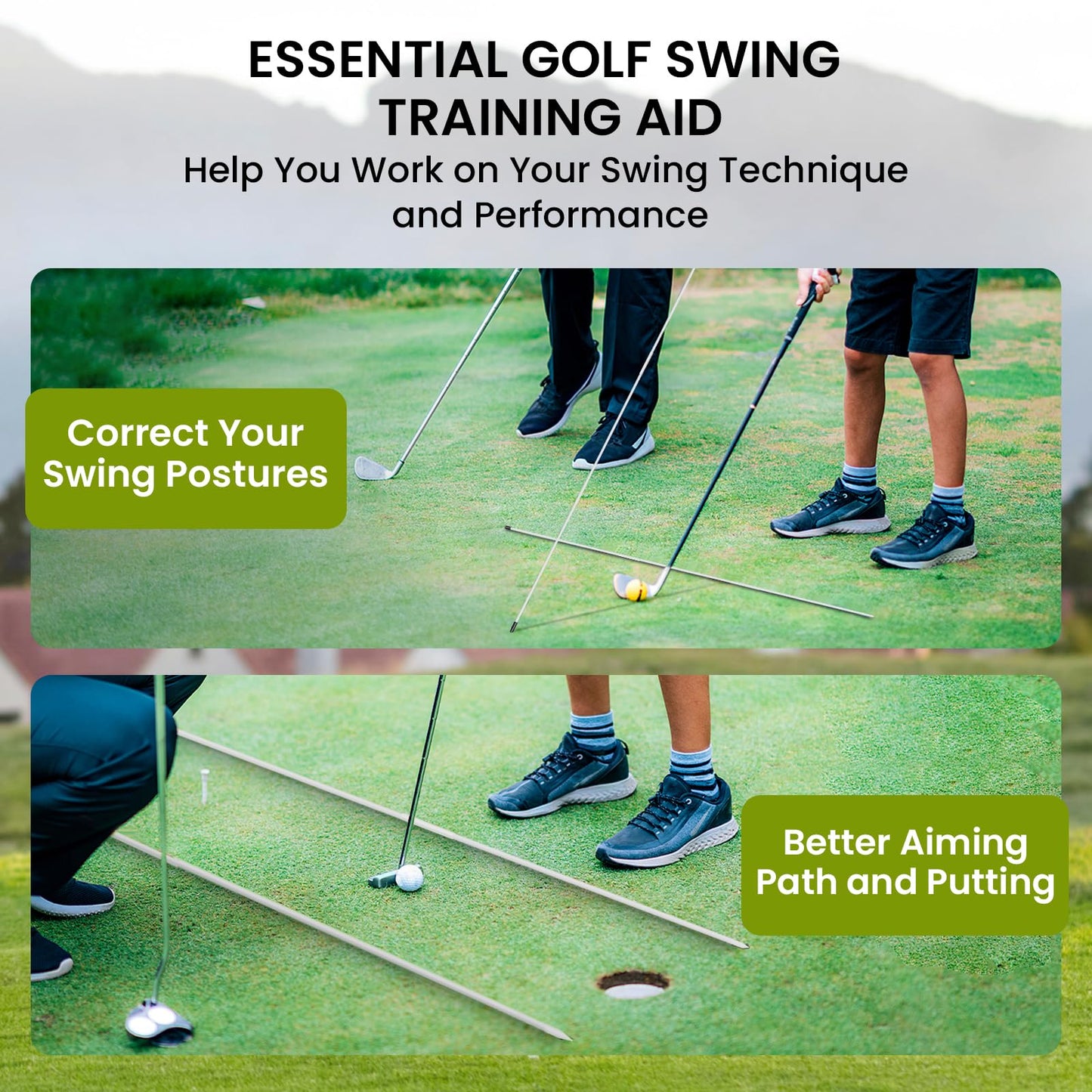 Billisa Golf Alignment Sticks 43 Inches Value 5-Pack with Premium Cover, Training Rods Essential Aiming Stick for Perfect Swing & Accurate Aiming & Effective Practice Guide (5 Pcs in White)