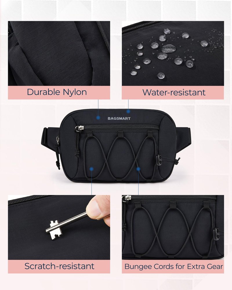 BAGSMART Fanny Packs for Women Small Belt Bag with Adjustable Strap Waist Pack for Running Workout Traveling Hiking, Grayish green