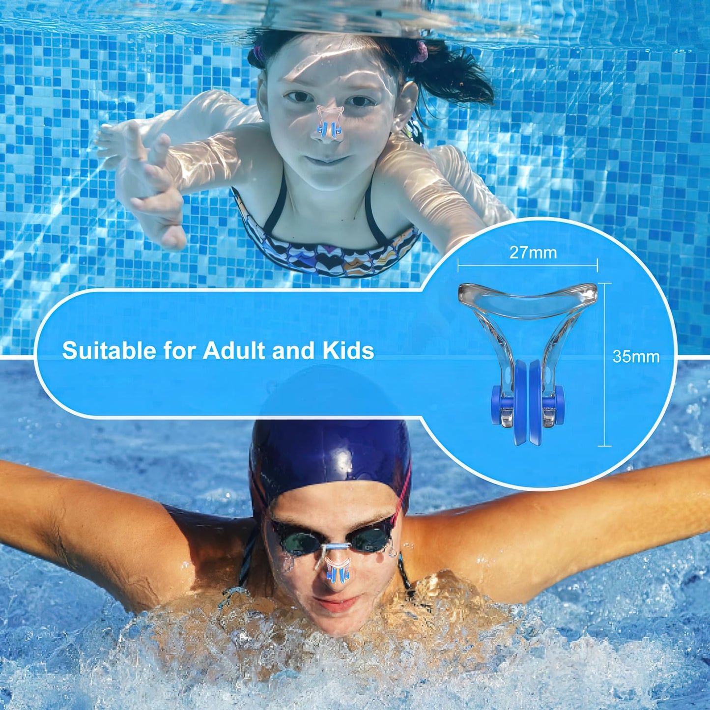 Hurdilen Swimming Nose Clip, 14 Packs Swim Nose Plugs with Waterproof Silica Gel for Kids (Age 7+) and Adults, Multi-Color