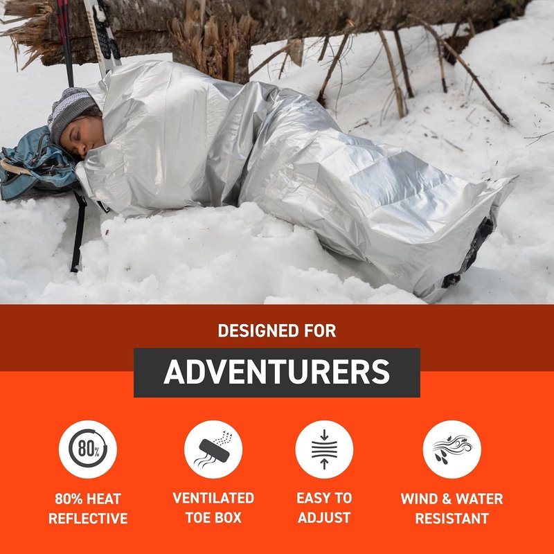 SOL Thermal Bivvy - Waterproof Emergency Blanket Reflects 80% Body Heat | Survival Gear, Silver