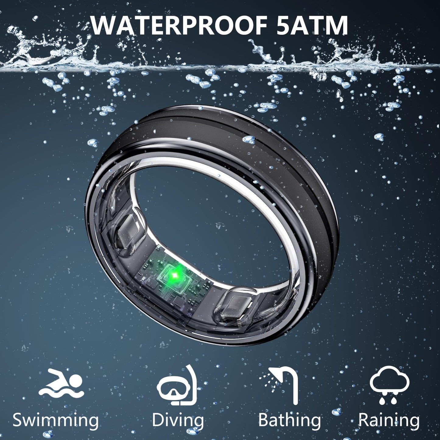 RIFESI Valentine's Day Gifts, Smart Ring for Women & Men - Titanium Fitness Ring with Heart Rate, Sleep, Step & SpO2 Monitor, Stress & HRV Tracking, 7-Day Battery, 25ATM Waterproof — No Subscription