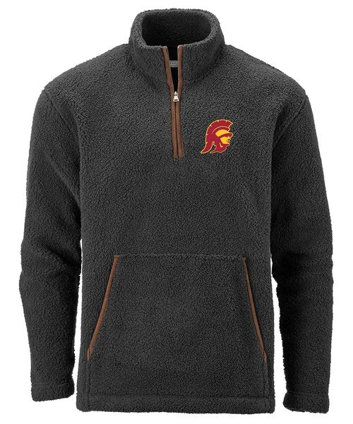 boxercraft Men's USC Trojans Everest Fleece Pullover, Black, XL